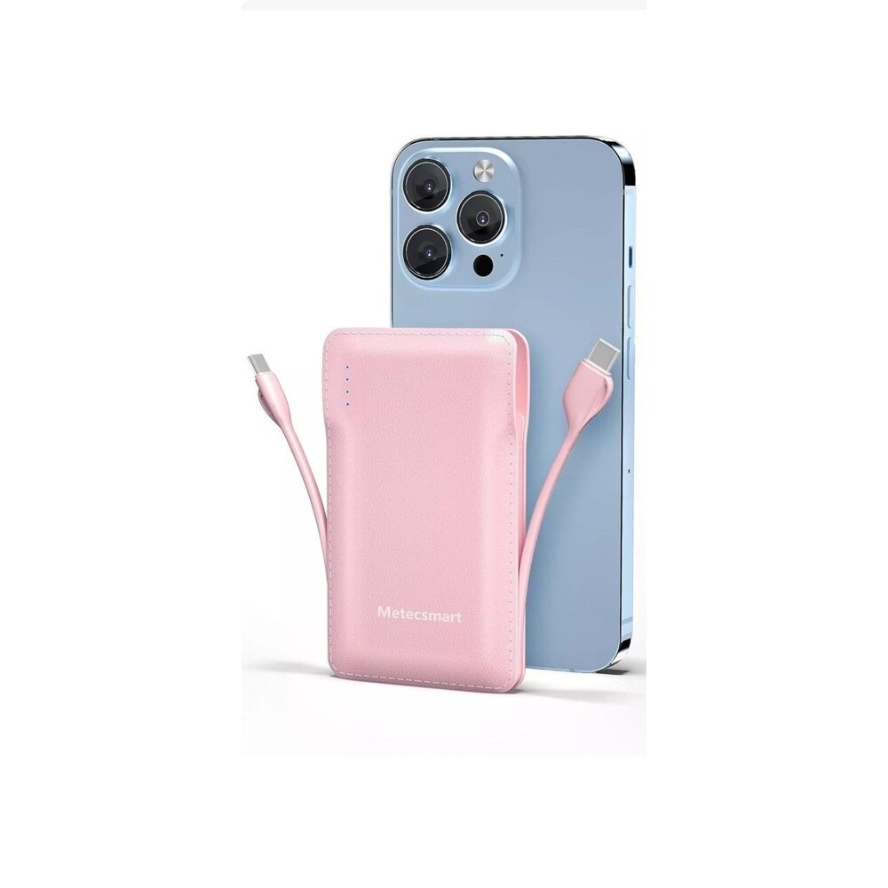 10000mAh Portable Power Bank with Built-in Cables - Fast Charging & Slim Design